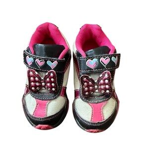 Disney Mini Mouse Size 6 Girls Pink and Black Shoes with Bow Design